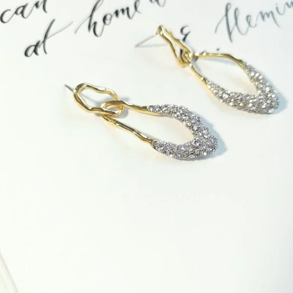 Alexis Bittar Solanales Gold Crystal Double Link Earrings - Picture 2 of 2